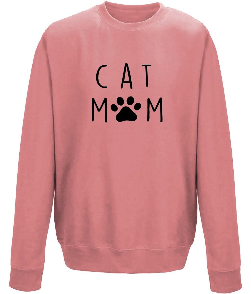 Cat mama mother's day crew neck sweatshirt - BoundlessLoveStore - X-Small - Dusty Rose - Clothing - Custom Mom Sweater