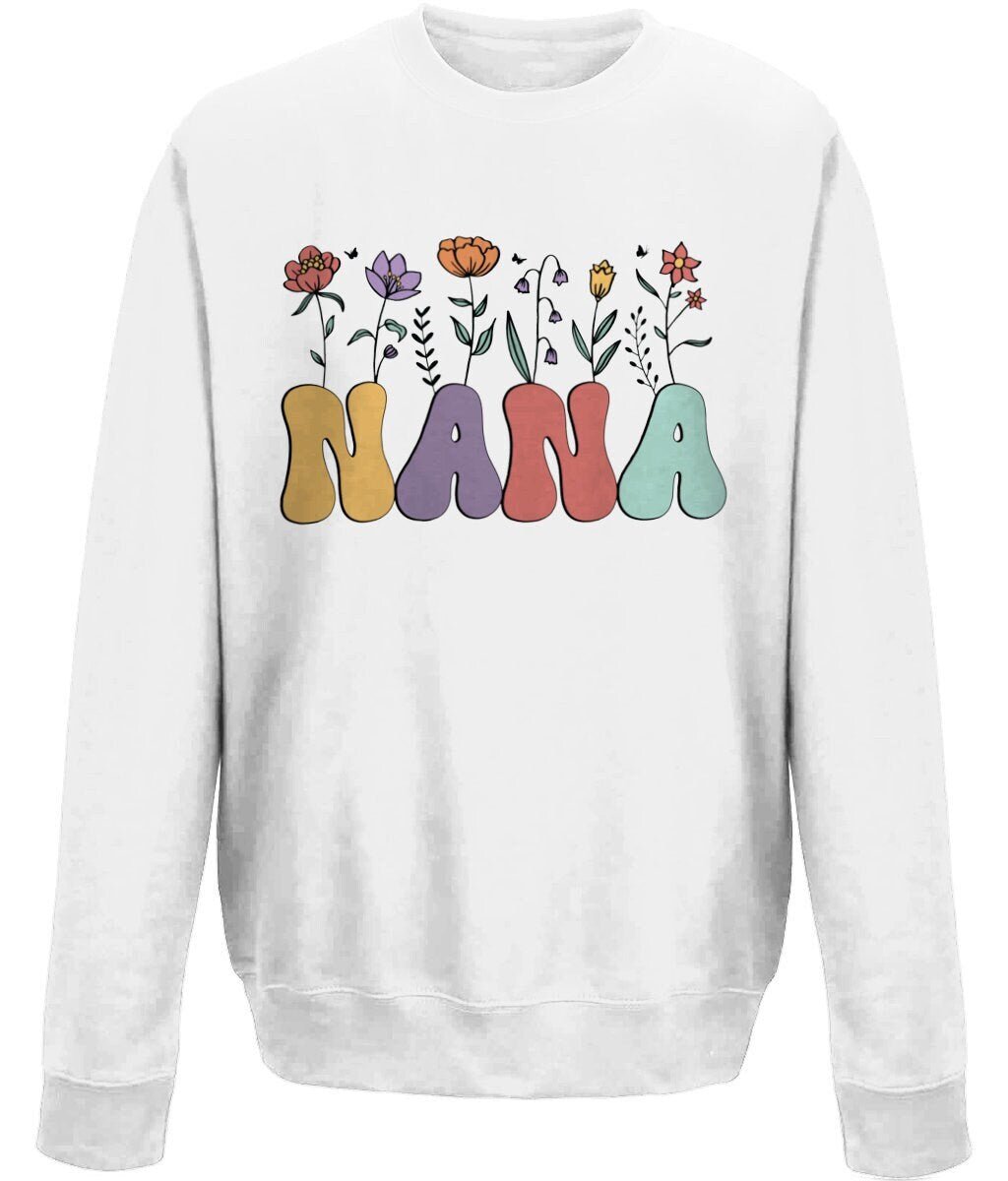 Nana mother's day crew neck sweatshirt - BoundlessLoveStore - X-Small - White- Custom Mom Sweater - Custom Mum Jumper
