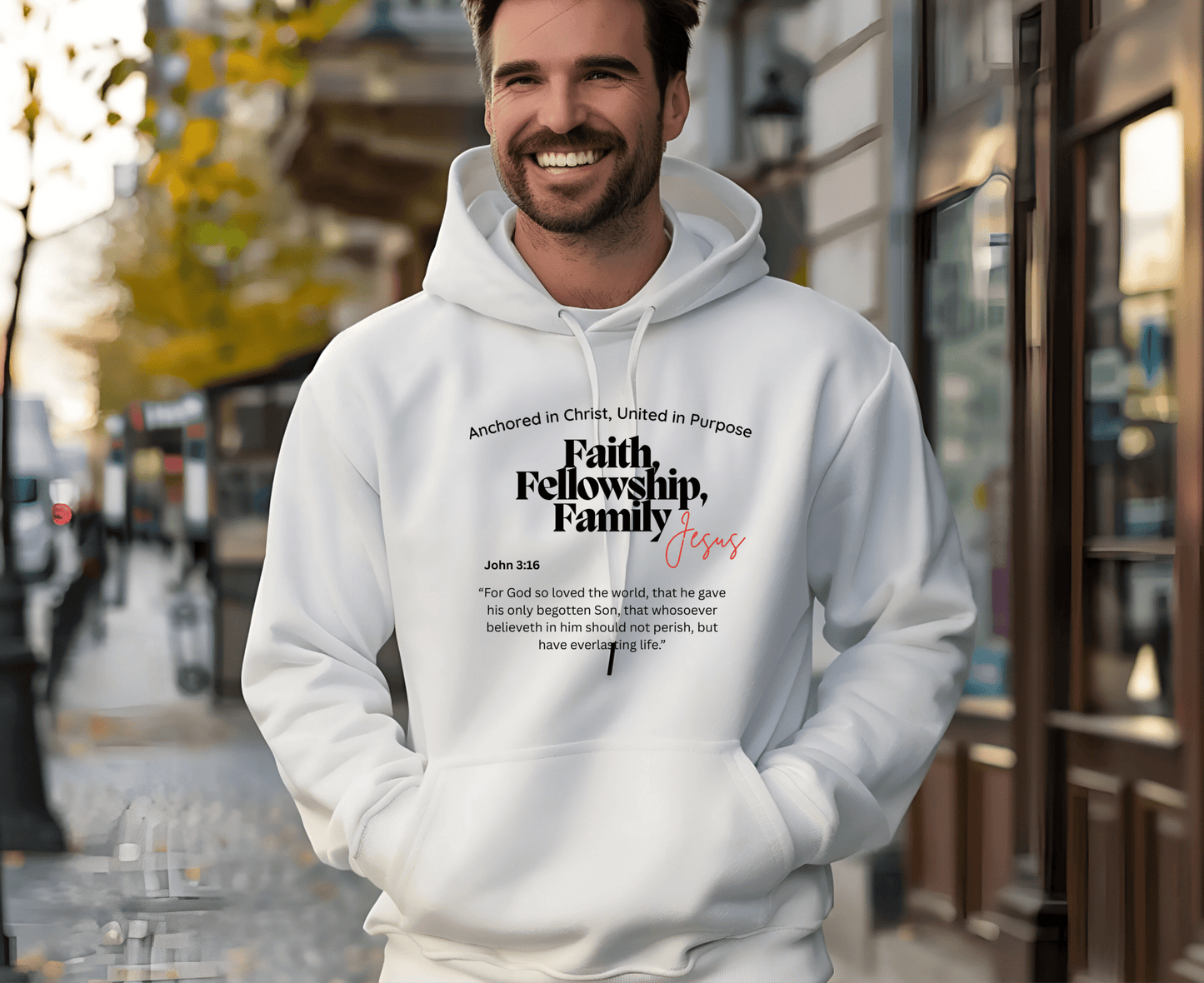 NIFES Unisex Hoodie - Front and Back Design - BoundlessLoveStore - Baby Pink - Small - Adult Sweatshirt - bible Hoodies
