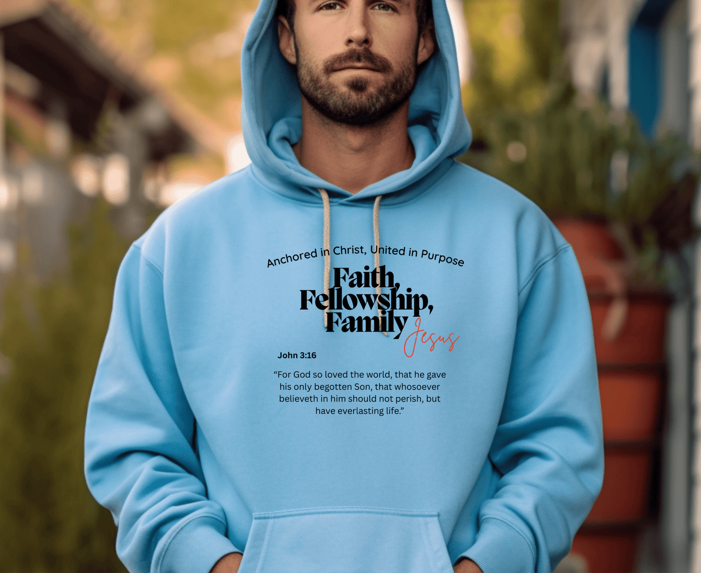 NIFES Unisex Hoodie - Front and Back Design - BoundlessLoveStore - Sky Blue - Small - Adult Sweatshirt - bible Hoodies