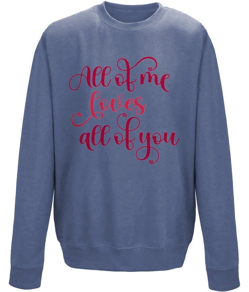 All of me loves all of you crew neck sweatshirt - BoundlessLoveStore - Clothing - Airforce Blue X-Small - couple sweatshirt