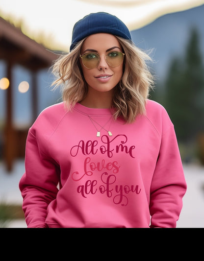 All of me loves all of you crew neck sweatshirt - BoundlessLoveStore - Clothing - Candyfloss Pink X-Small - couple sweatshirt