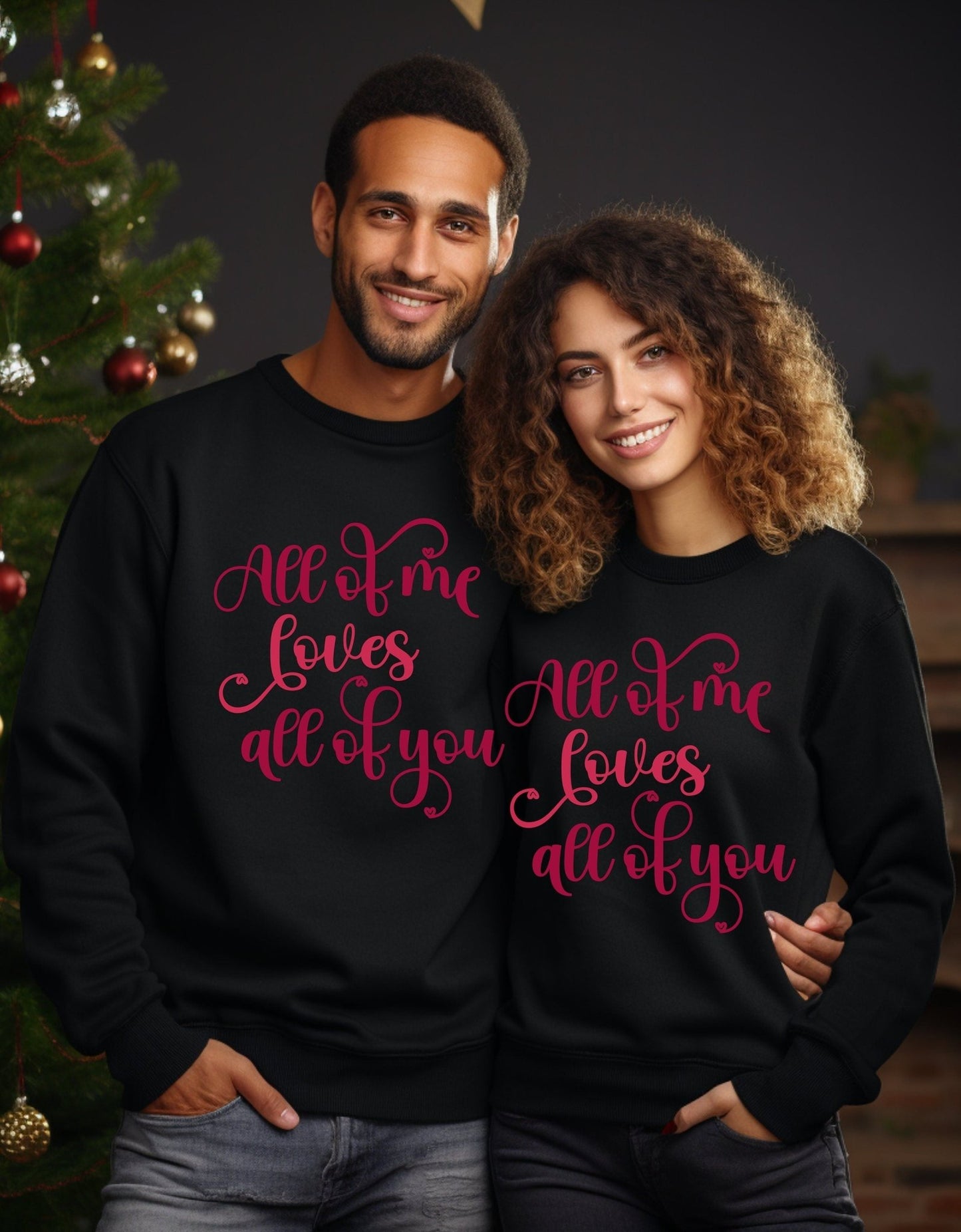 All of me loves all of you crew neck sweatshirt - BoundlessLoveStore - Clothing - Jet Black X-Small - couple sweatshirt