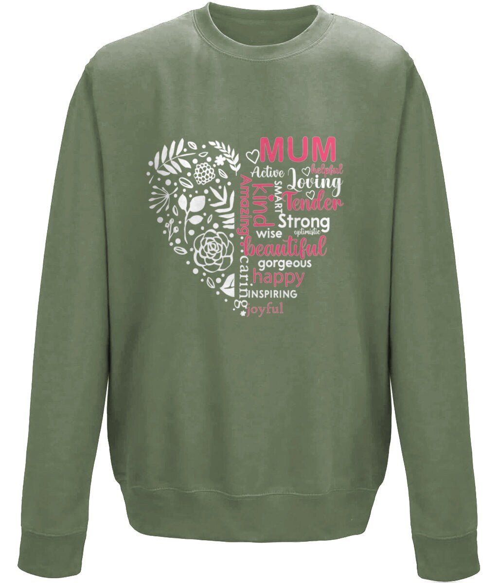 Amazing mum, mother's day crew neck sweatshirt - BoundlessLoveStore - Clothing - X-Small - Earthy Green Custom Mom Sweater