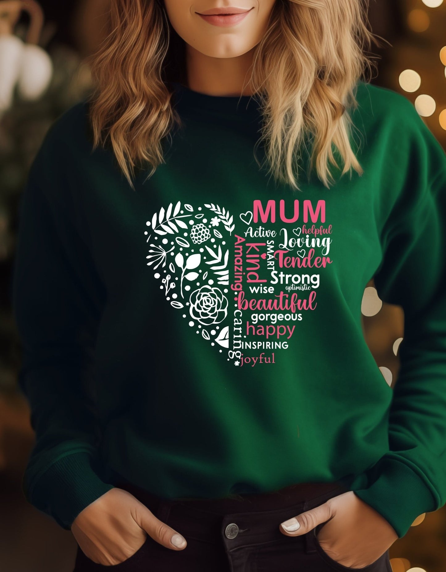 Amazing mum, mother's day crew neck sweatshirt - BoundlessLoveStore - Clothing - X-Small - Forest Custom Mom Sweater