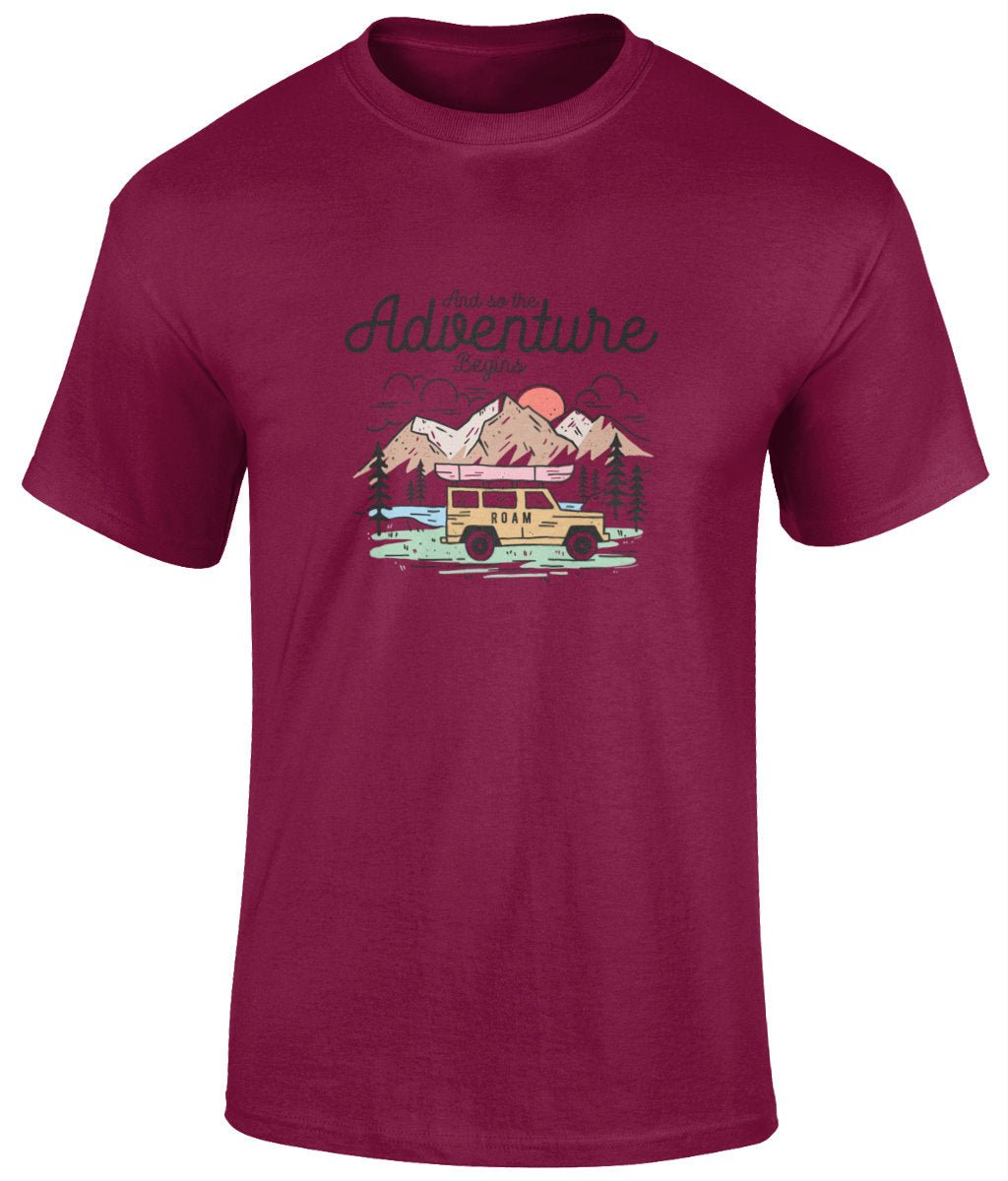 And the adventure begins T-Shirt, Graphic Unisex T Shirt - BoundlessLoveStore - Cardinal Red - Small - artisan print - beach