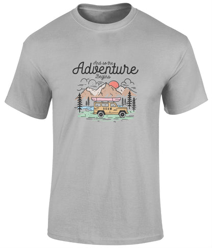 And the adventure begins T-Shirt, Graphic Unisex T Shirt - BoundlessLoveStore - sports grey - Small - artisan print - beach