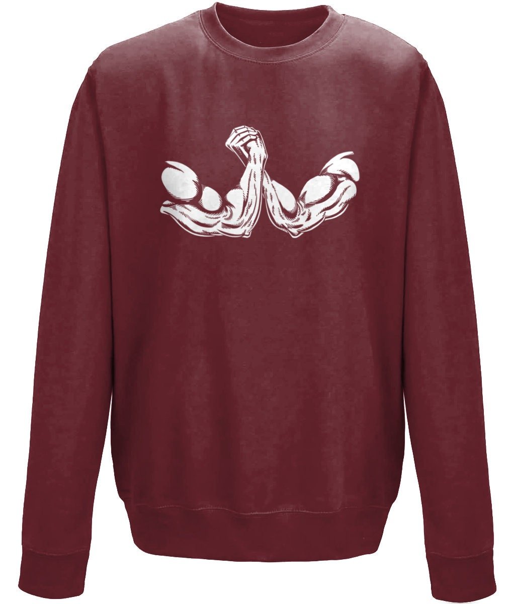 Arm Wrestle Crew Neck Unisex Sweatshirt - BoundlessLoveStore - X-Small - Burgundy - Clothing - College Sweatshirt