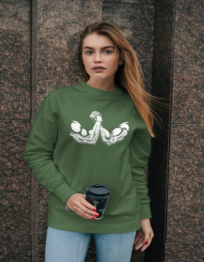 Arm Wrestle Crew Neck Unisex Sweatshirt - BoundlessLoveStore - X-Small - Earthy Green - Clothing - College Sweatshirt