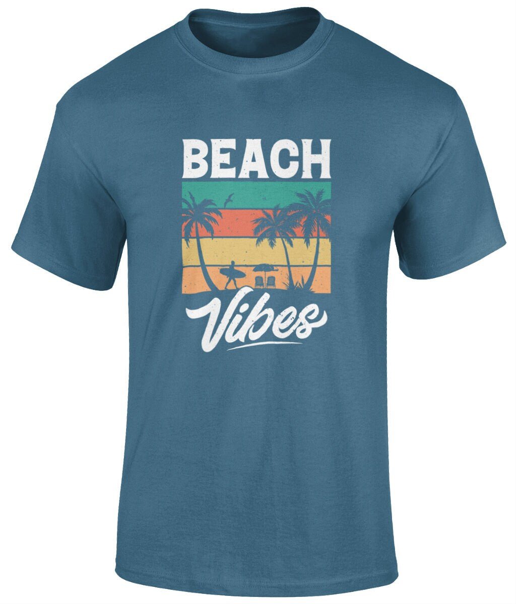 Beach vibes T-Shirt, Graphic T Shirt, Unisex Tee - BoundlessLoveStore - Indigo Blue - Small - artisan print - beach vibes