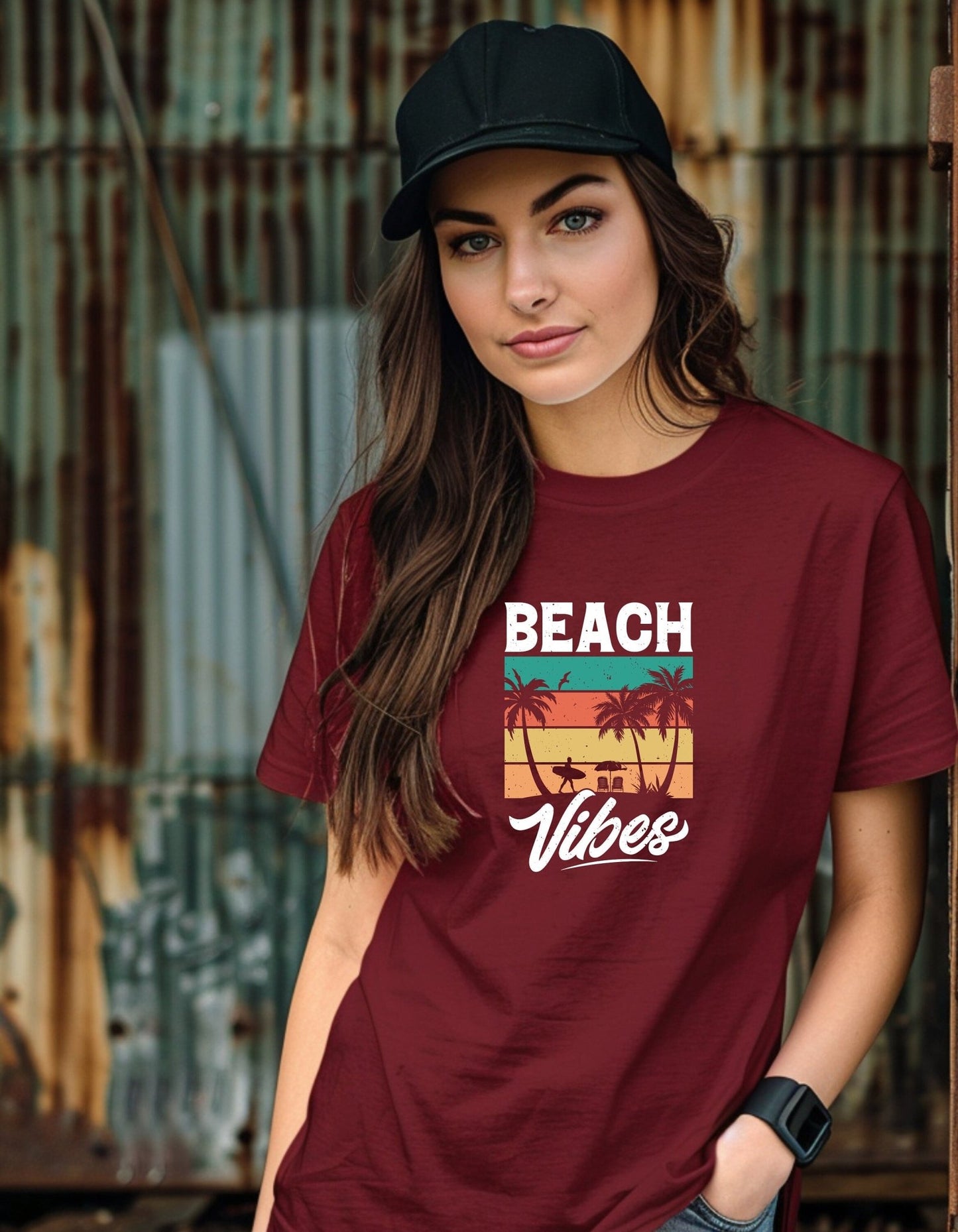 Beach vibes T-Shirt, Graphic T Shirt, Unisex Tee - BoundlessLoveStore - Military Green - Small - artisan print - beach vibes