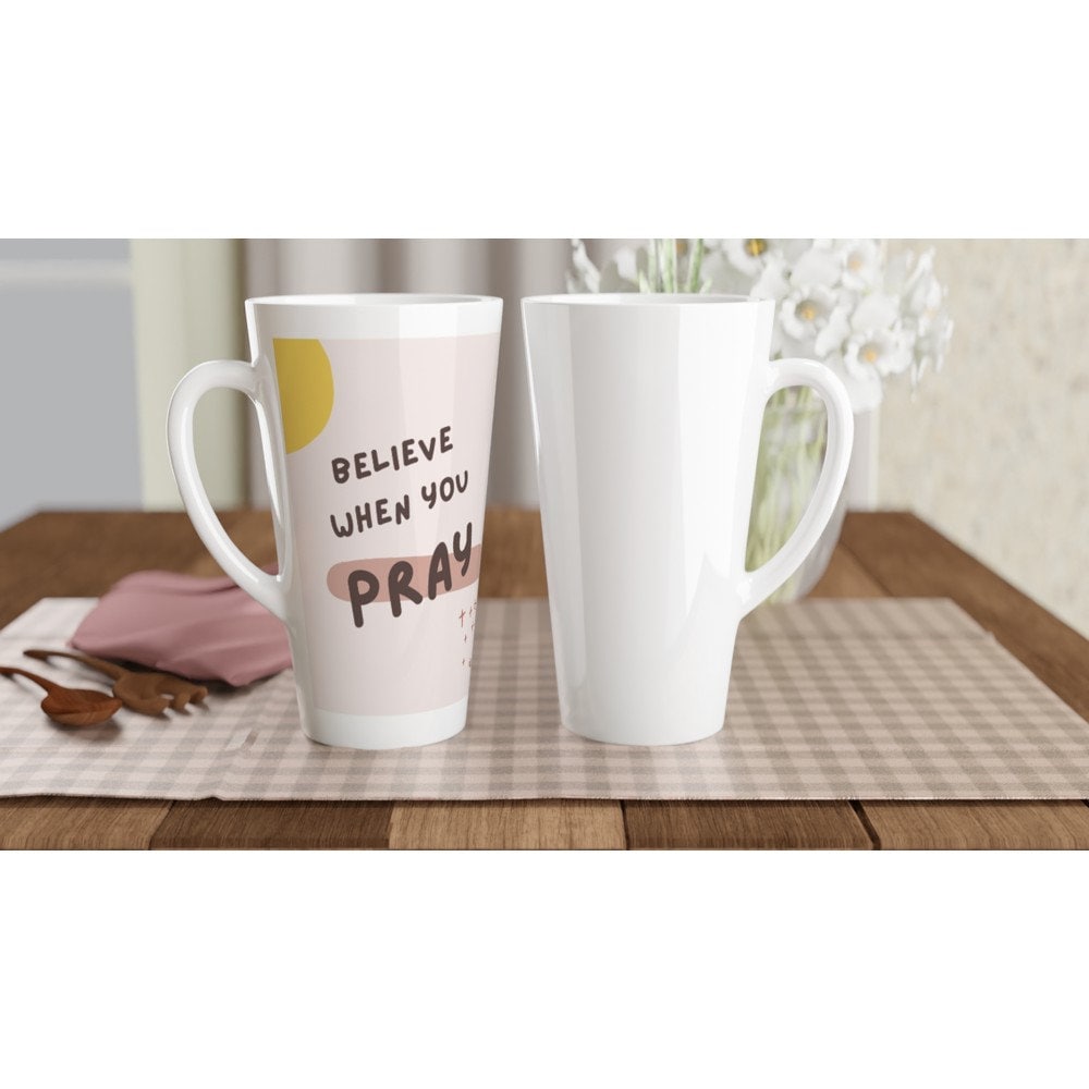 Believe when you pray jumbo latte mug - BoundlessLoveStore - - birthday gift friend - Christian mug gift