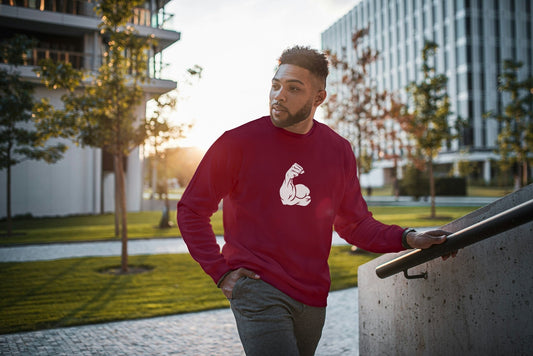 Bicep Muscle Crew Neck Unisex Sweatshirt - BoundlessLoveStore - Clothing - X-Small - Burgundy Adult Sweatshirt - College