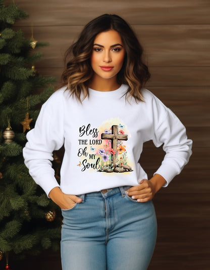 Bless the Lord o my soul unisex crew neck sweatshirt - BoundlessLoveStore - X-Small - Arctic White - Christian Sweatshirt