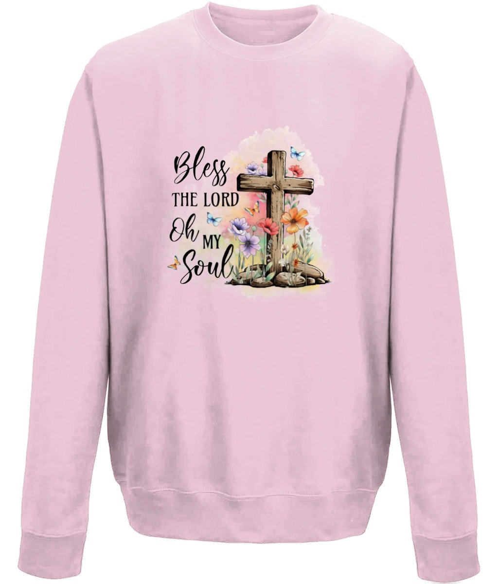 Bless the Lord o my soul unisex crew neck sweatshirt - BoundlessLoveStore - X-Small - Baby Pink - Christian Sweatshirt