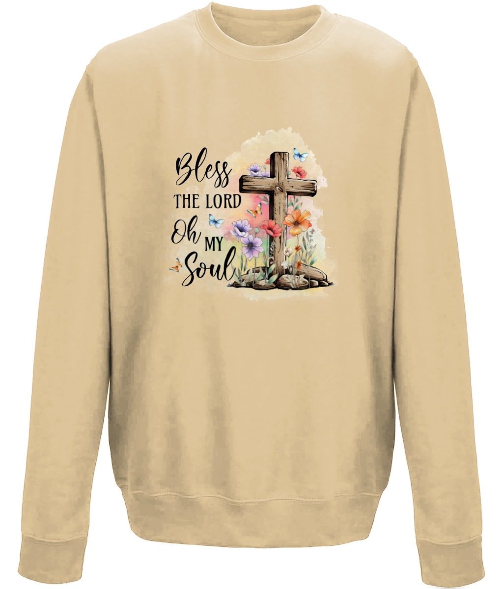 Bless the Lord o my soul unisex crew neck sweatshirt - BoundlessLoveStore - X-Small - Desert Sand - Christian Sweatshirt