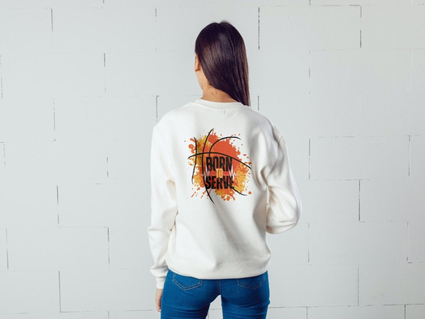 Born to Serve unisex crew neck sweatshirt - Back only design - BoundlessLoveStore - White - Small  - Christian Sweatshirt