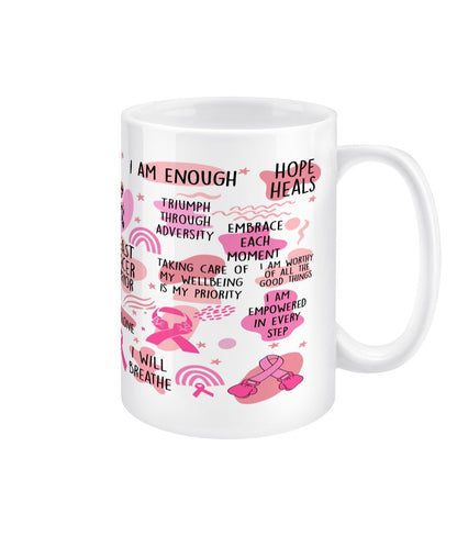 Breast Cancer Warrior Survivor Jumbo Affirmation Mug - BoundlessLoveStore - - Affirmation Mugs - Affirmations Gift