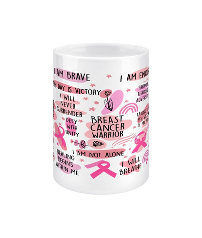 Breast Cancer Warrior Survivor Jumbo Affirmation Mug - BoundlessLoveStore - - Affirmation Mugs - Affirmations Gift