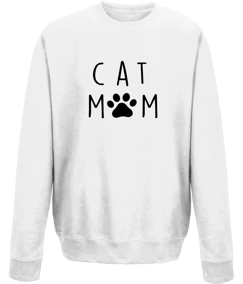 Cat mama mother's day crew neck sweatshirt - BoundlessLoveStore - X-Small - Arctic White - Clothing - Custom Mom Sweater