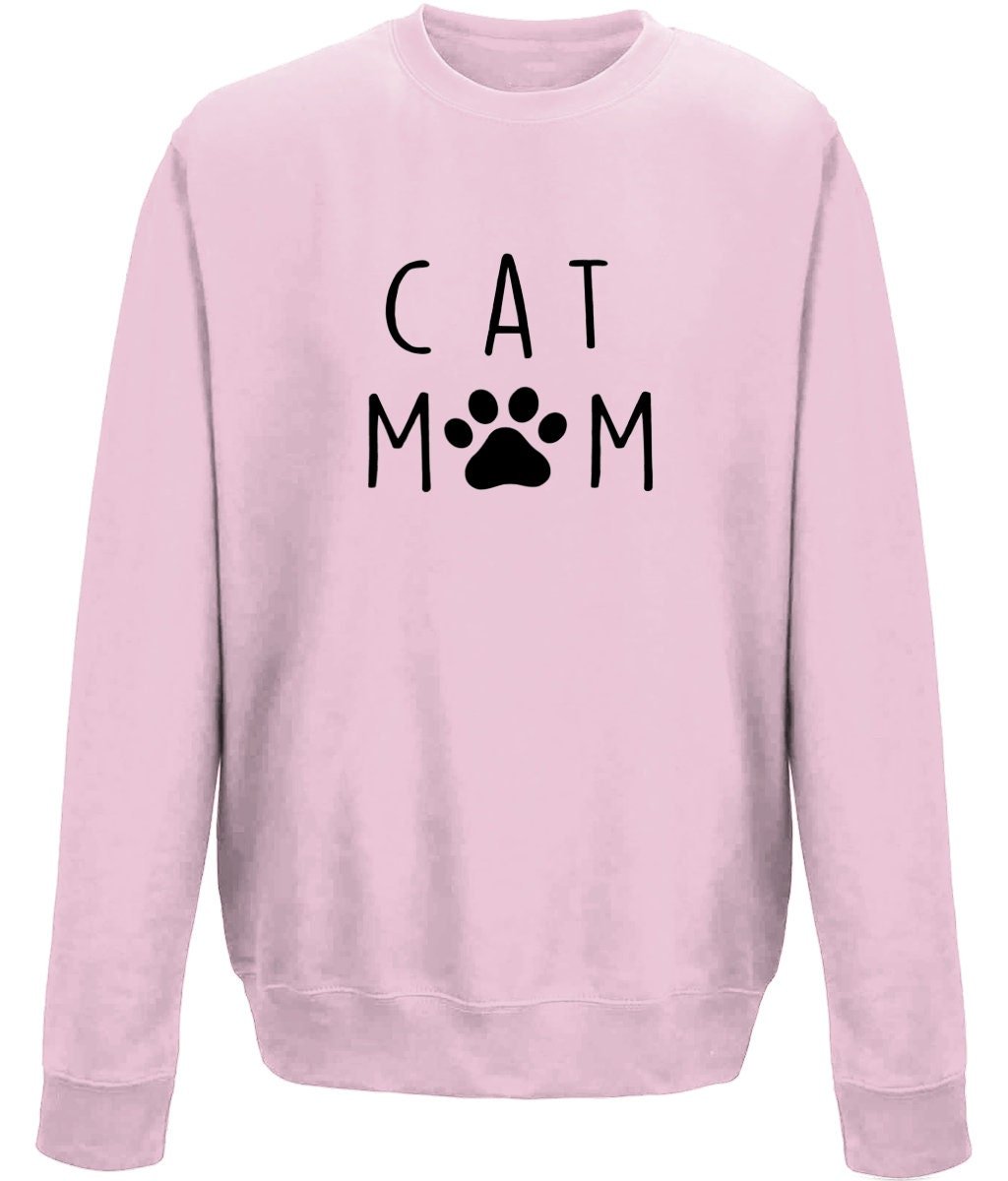 Cat mama mother's day crew neck sweatshirt - BoundlessLoveStore - X-Small - Baby Pink - Clothing - Custom Mom Sweater