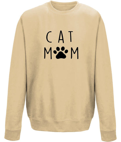 Cat mama mother's day crew neck sweatshirt - BoundlessLoveStore - X-Small - Desert Sand - Clothing - Custom Mom Sweater