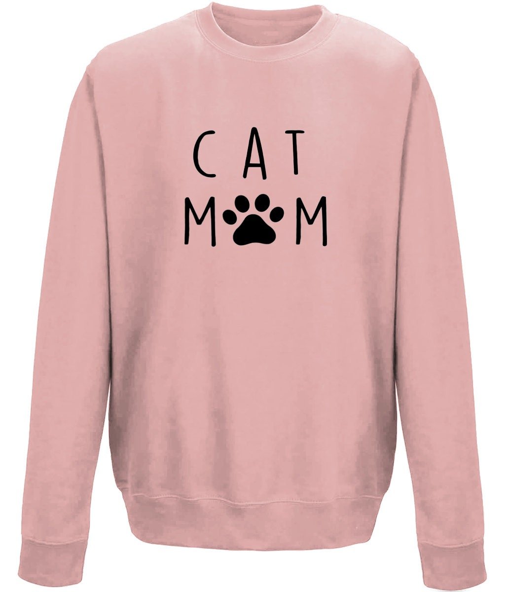 Cat mama mother's day crew neck sweatshirt - BoundlessLoveStore - X-Small - Dusty Pink - Clothing - Custom Mom Sweater