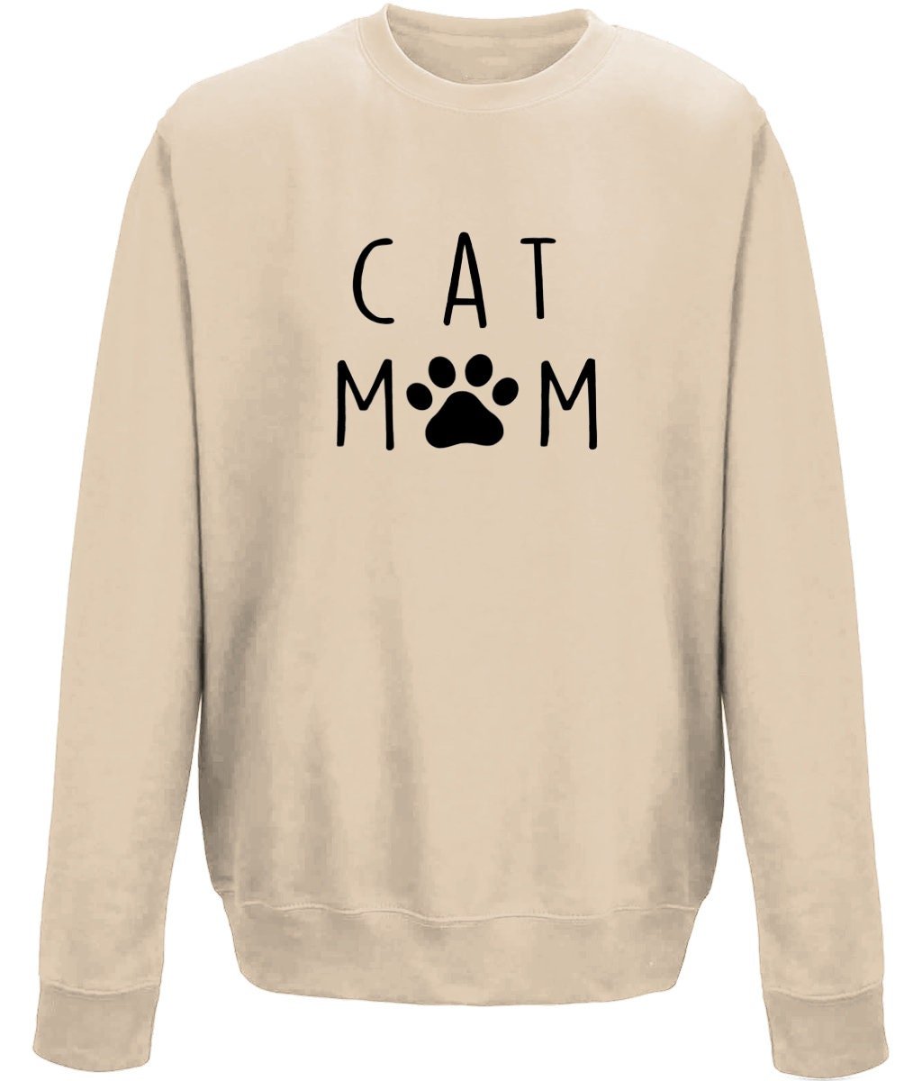 Cat mama mother's day crew neck sweatshirt - BoundlessLoveStore - X-Small - Nude - Clothing - Custom Mom Sweater