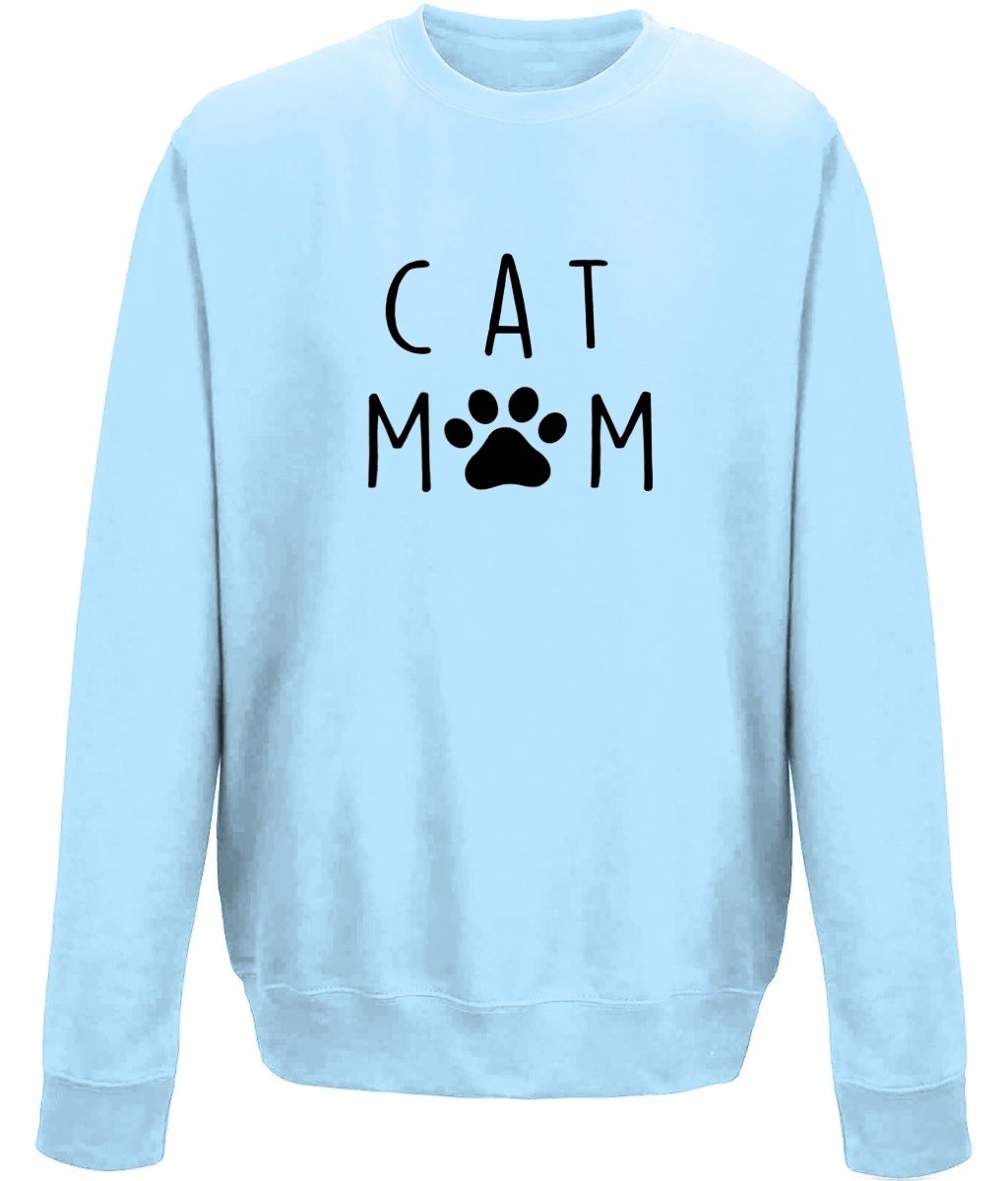 Cat mama mother's day crew neck sweatshirt - BoundlessLoveStore - X-Small - Sky Blue - Clothing - Custom Mom Sweater