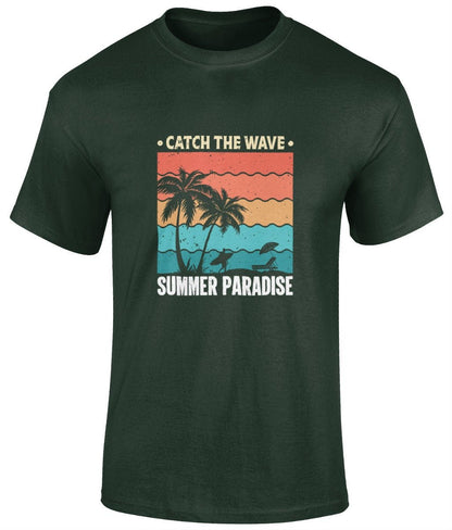 Catch the waves summer paradise T-Shirt, Graphic T Shirt, Unisex Tee - BoundlessLoveStore - Forest - Small - artisan print