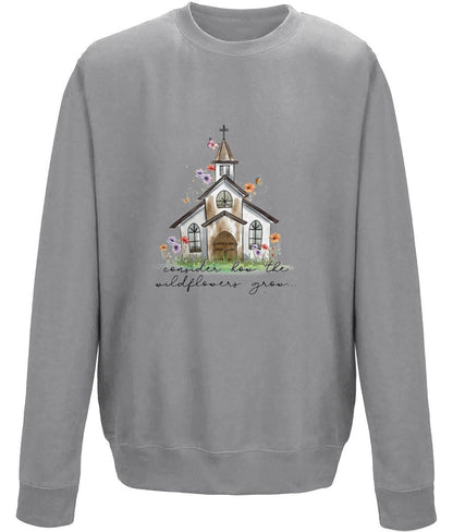 Consider How The Lily Grows unisex sweatshirt - BoundlessLoveStore - X-Small - Graphite Heather - Christian Sweatshirt