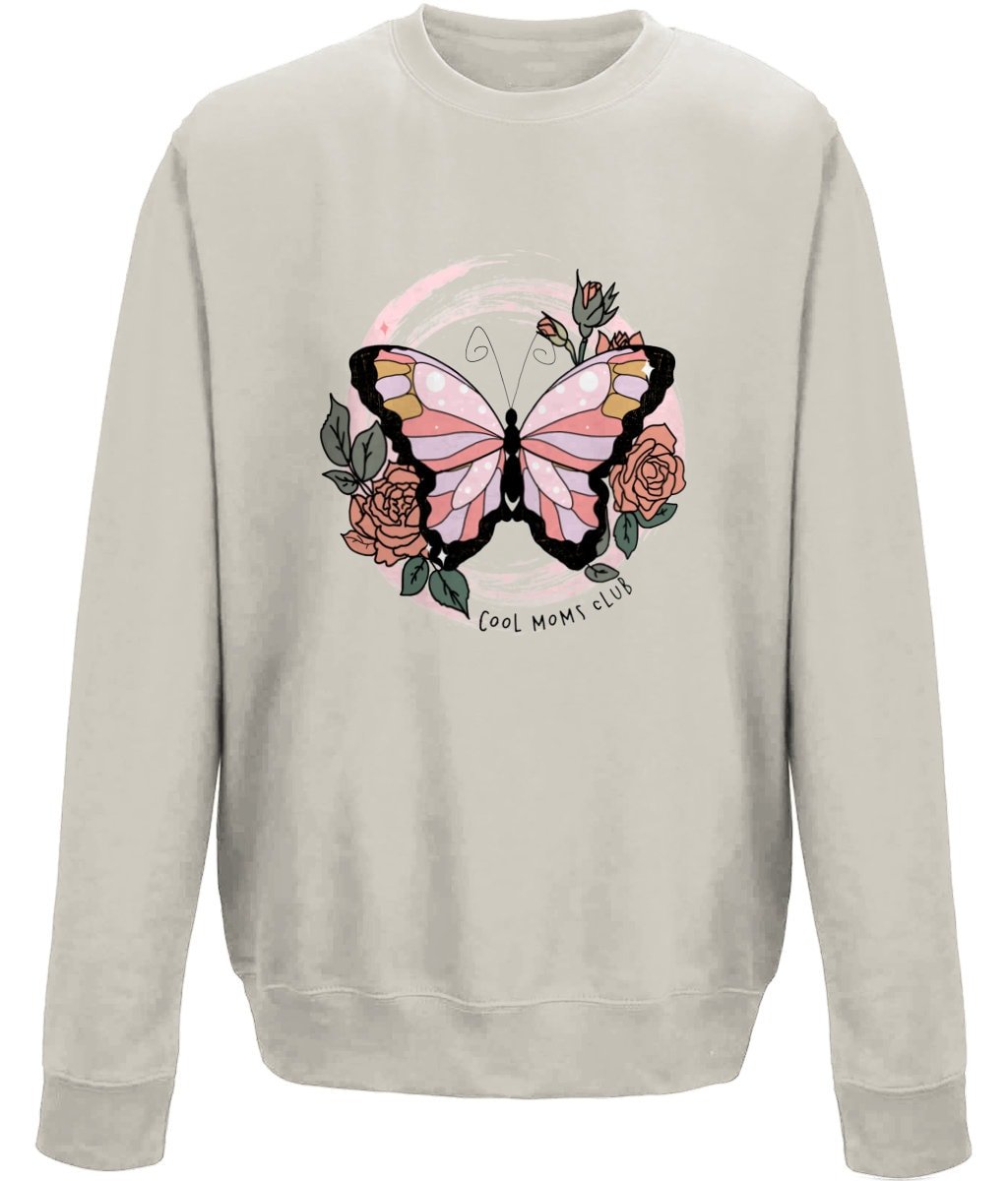 Cool moms club butterfly mother's day sweatshirt - BoundlessLoveStore - X-Small - Natural Stone - Custom Mom Sweater