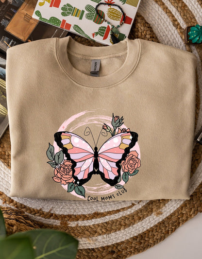 Cool moms club butterfly mother's day sweatshirt - BoundlessLoveStore - X-Small - Nude -  Mom Sweater  Mum Jumper