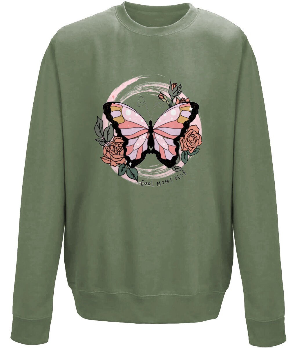 Cool moms club butterfly mother's day crew neck sweatshirt - BoundlessLoveStore - X-Small - Nude - Mom Sweater -  Mum Jumper