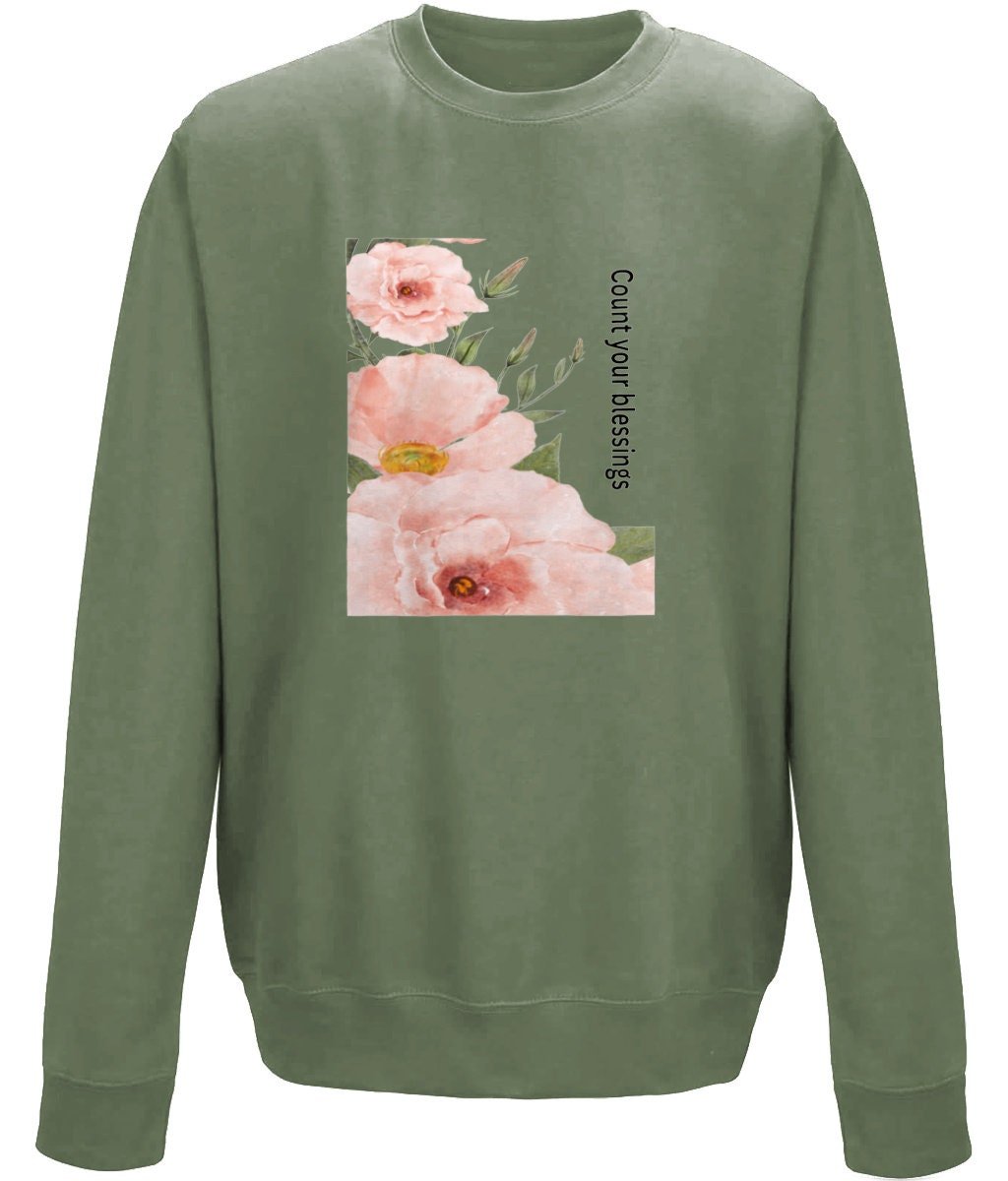 Count your Blessings unisex crew neck sweatshirt - BoundlessLoveStore - X-Small - Earthy Green Christian Sweatshirt