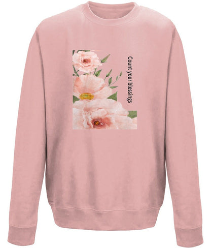 Count your Blessings unisex crew neck sweatshirt - BoundlessLoveStore - X-Small - Dusty Pink Christian Sweatshirt