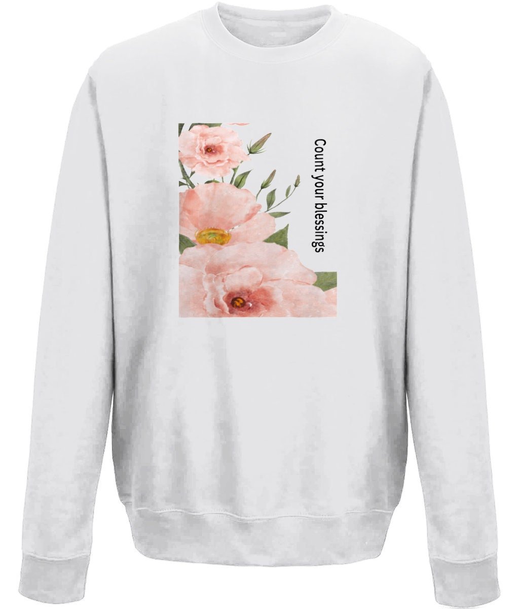 Count your Blessings unisex crew neck sweatshirt - BoundlessLoveStore - X-Small - White Christian Sweatshirt