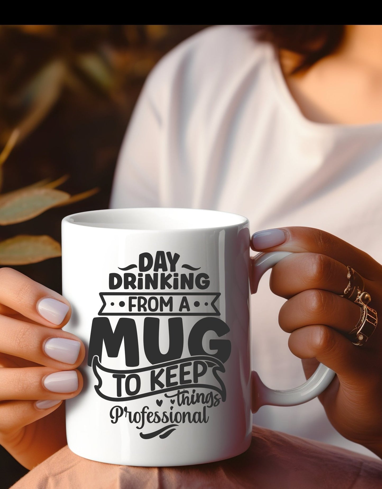 Day drinking from a mug to keep things professional funny office mug - BoundlessLoveStore - Funny Office Sarcastic Quirky Mug