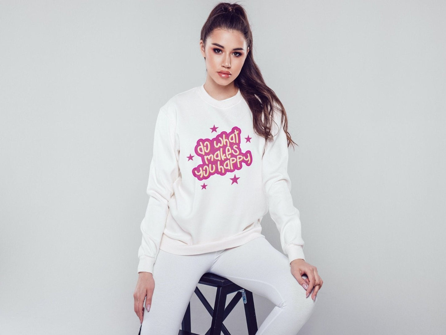 Do what makes you happy Crew Neck Unisex Sweatshirt - BoundlessLoveStore - X-Small - Arctic White - College Sweatshirt