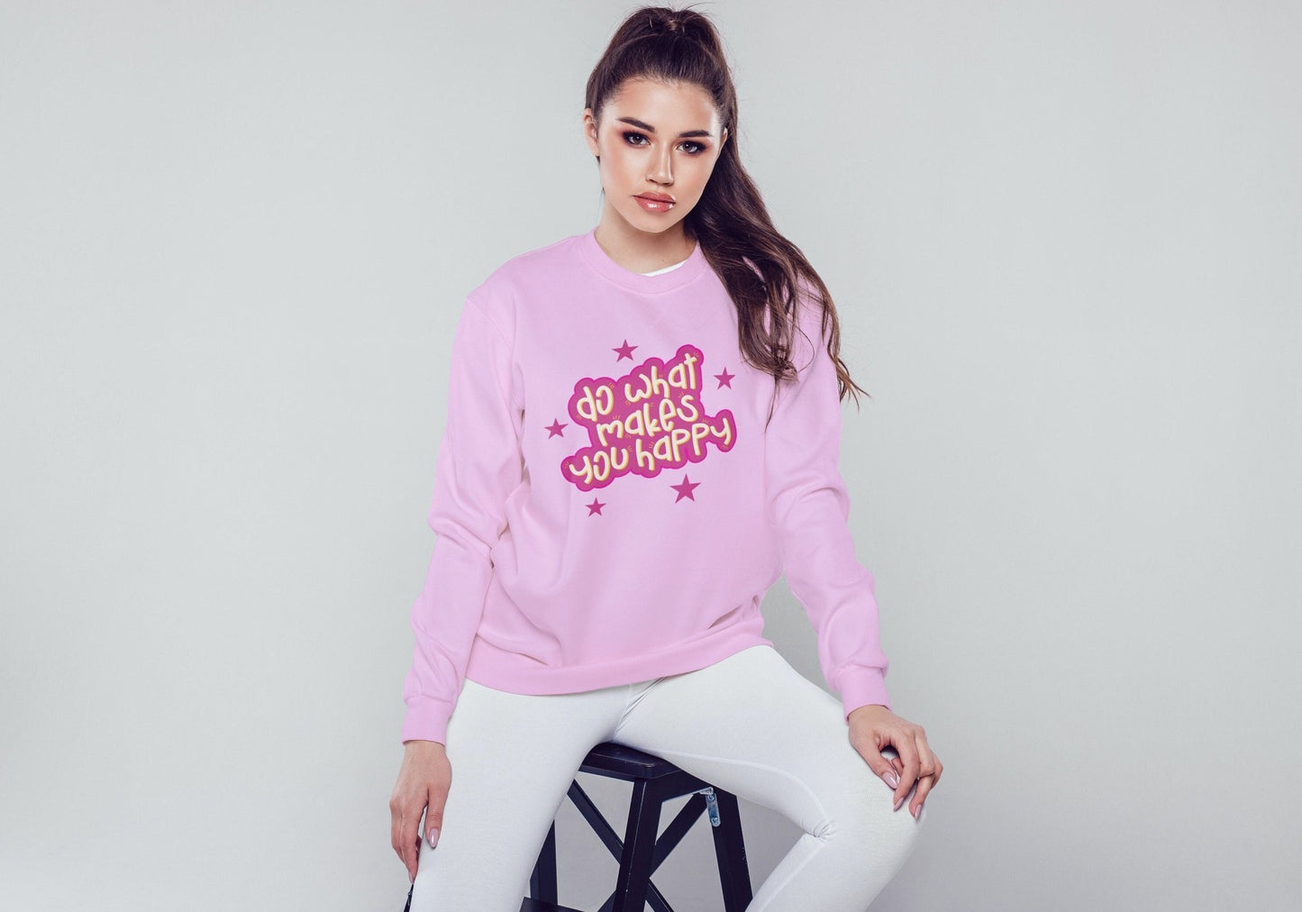 Do what makes you happy Crew Neck Unisex Sweatshirt - BoundlessLoveStore - X-Small - Baby Pink - Clothing- College Sweatshirt