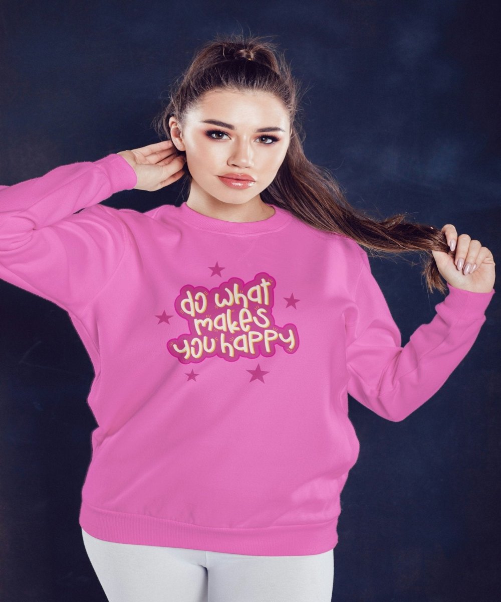 Do what makes you happy Crew Neck Unisex Sweatshirt - BoundlessLoveStore - X-Small - Candyfloss Pink   - College Sweatshirt