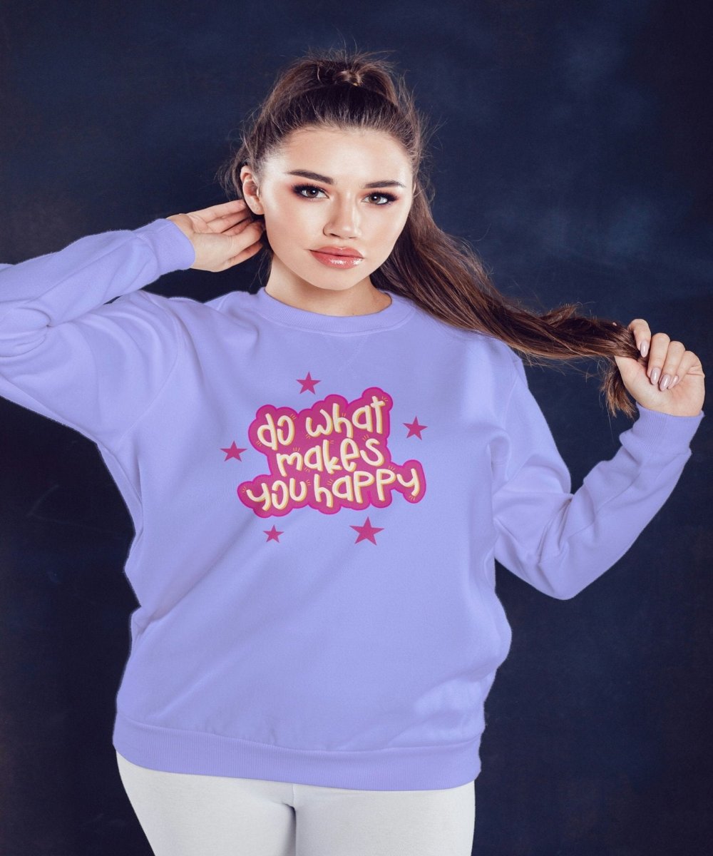 Do what makes you happy Crew Neck Unisex Sweatshirt - BoundlessLoveStore - X-Small - Digital Lavender - - College Sweatshirt