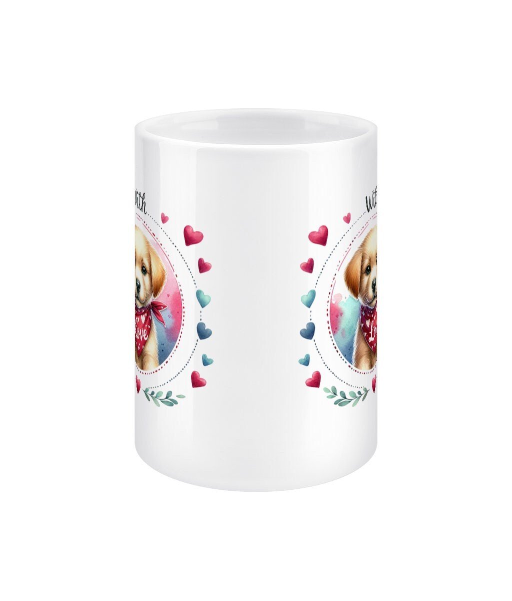 Dog With Love Hearts Valentine's Mug - BoundlessLoveStore - - Drink & Barware - Drinkware- Valentine gift idea