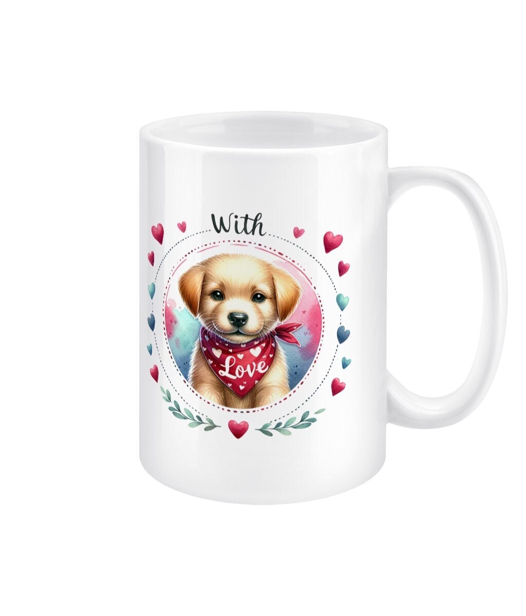 Dog With Love Hearts Valentine's Mug - BoundlessLoveStore - - Drink & Barware - Drinkware- Valentine gift idea