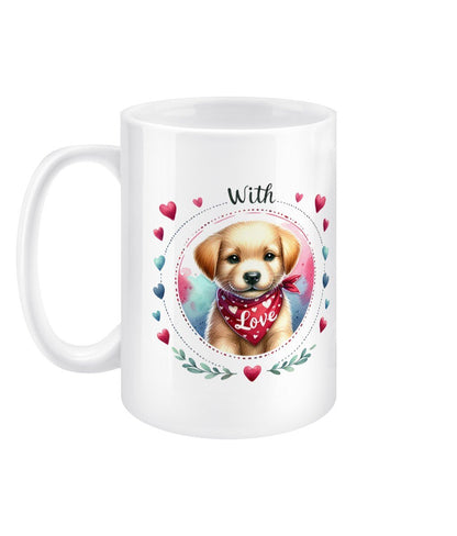 Dog With Love Hearts Valentine's Mug - BoundlessLoveStore - - Drink & Barware - Drinkware- Valentine gift idea