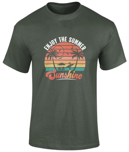 Enjoy the summer sunshine T-Shirt, Graphic Unisex Tee - BoundlessLoveStore - green - Small - artisan print - beach vibes