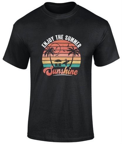 Enjoy the summer sunshine T-Shirt, Graphic Unisex Tee - BoundlessLoveStore - Black - Small - artisan print - beach vibes