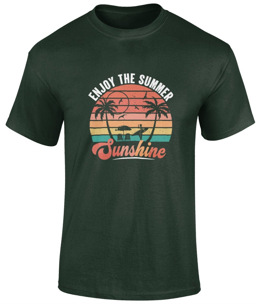 Enjoy the summer sunshine T-Shirt, Graphic Unisex Tee - BoundlessLoveStore - Forest - Small - artisan print - beach vibes