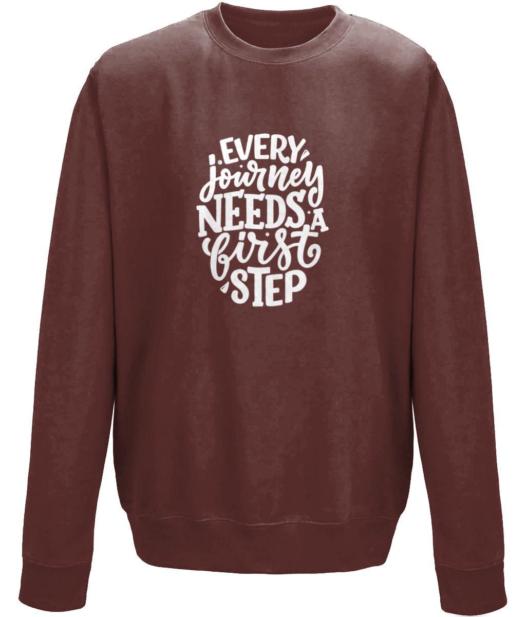 Every journey needs a first step Unisex Sweatshirt - BoundlessLoveStore - X-Small - Chocolate Fudge Brownie -College Sweatshi