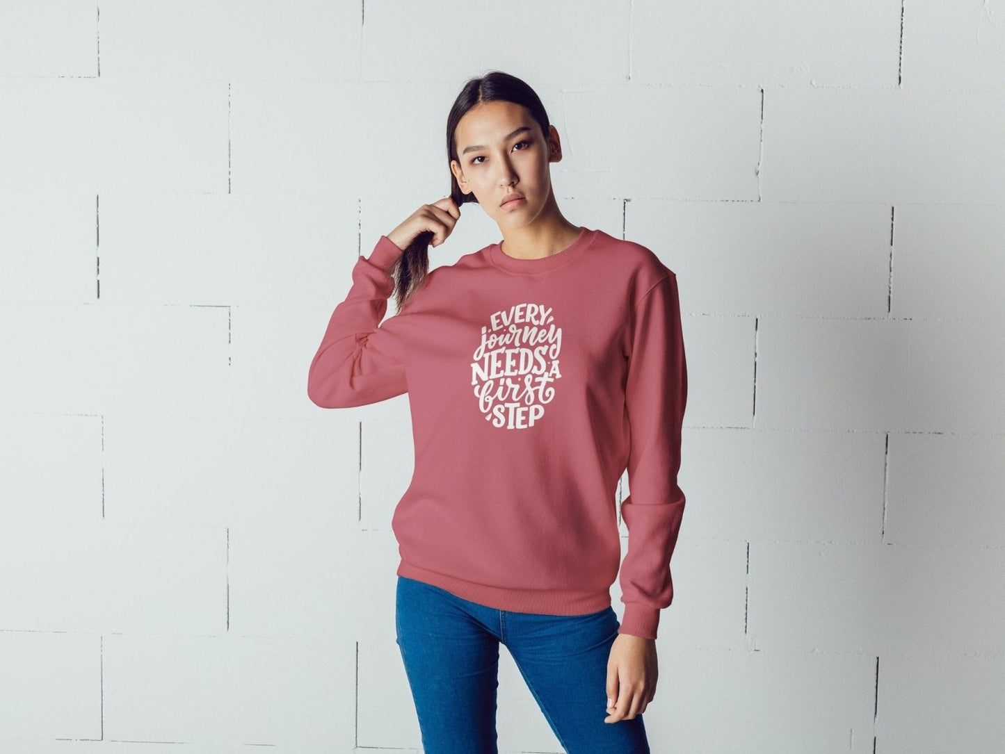 Every journey needs a first step Unisex Sweatshirt - BoundlessLoveStore - X-Small - Dusty Rose -  College Sweatshirt